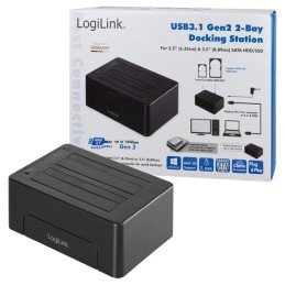 Docking Station USB3.1 Gen2 Doppio Slot HDD/SSD SATA da 2.5"/3.5" Nero