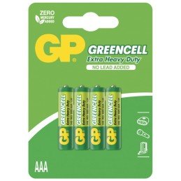 Blister 4 Batterie Greencell Zinco/Carbone MiniStilo AAA R03