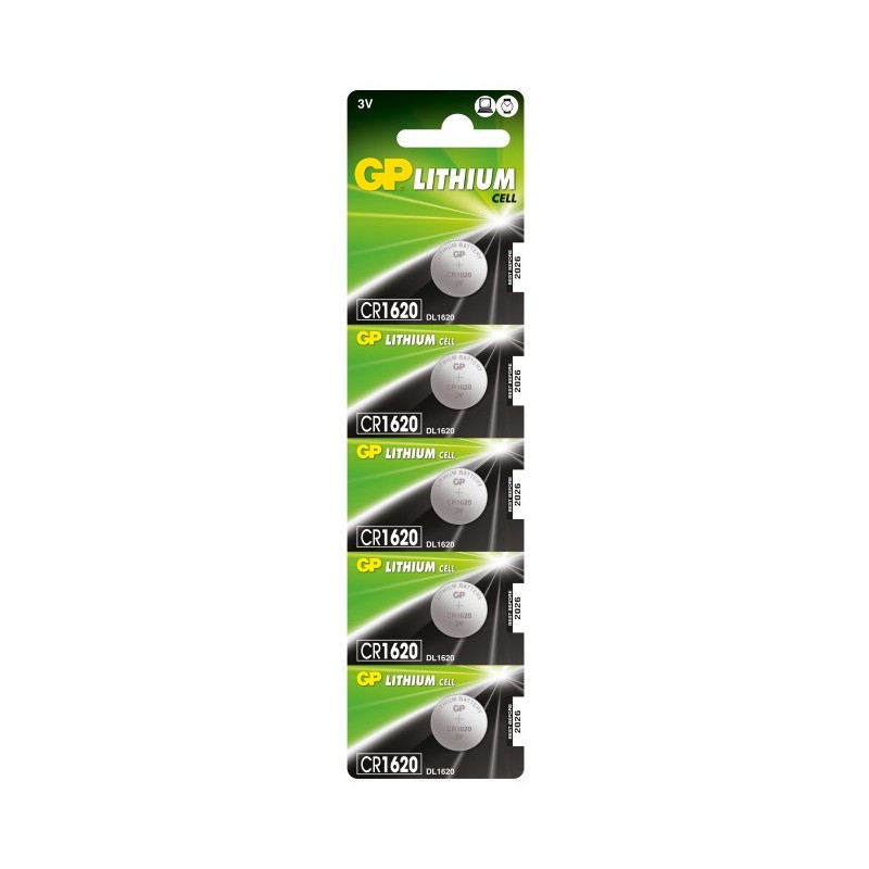 Blister 5 Batterie a Bottone Litio CR1620 Blister 5 Batterie a Bottone Litio CR1620