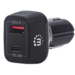 Caricatore da Auto USB-C™ e USB-A QC 3.0 3A Nero