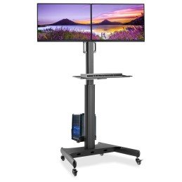 Trolley da Pavimento con Mensola e Porta CPU per 2 TV LCD/LED/Plasma 13-32"