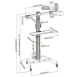 Trolley da Pavimento con Mensola e Porta CPU per 2 TV LCD/LED/Plasma 13-32"