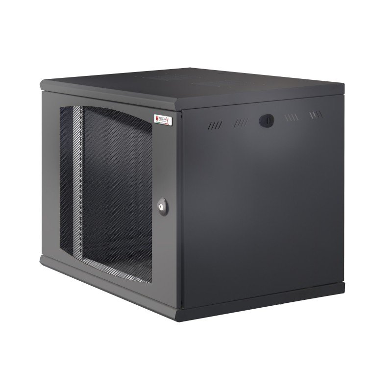 Armadio Rack 19" a muro 6U sezione unica P 500mm Porta Grigliata Nero