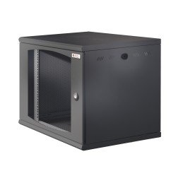 Armadio Rack 19" a muro 10U sezione unica P 500mm Porta Grigliata Nero