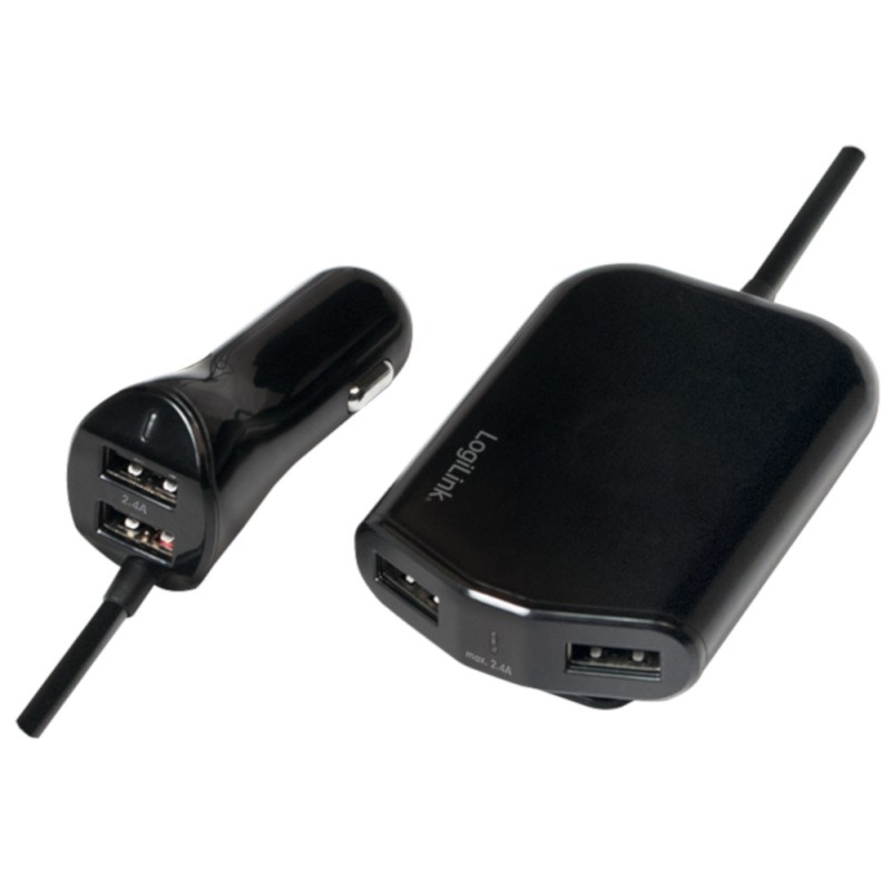 Caricatore da Auto 2 USB + 2 USB per Passeggeri Posteriori 24W Caricatore da Auto 2 USB + 2 USB per Passeggeri Posteriori 24W