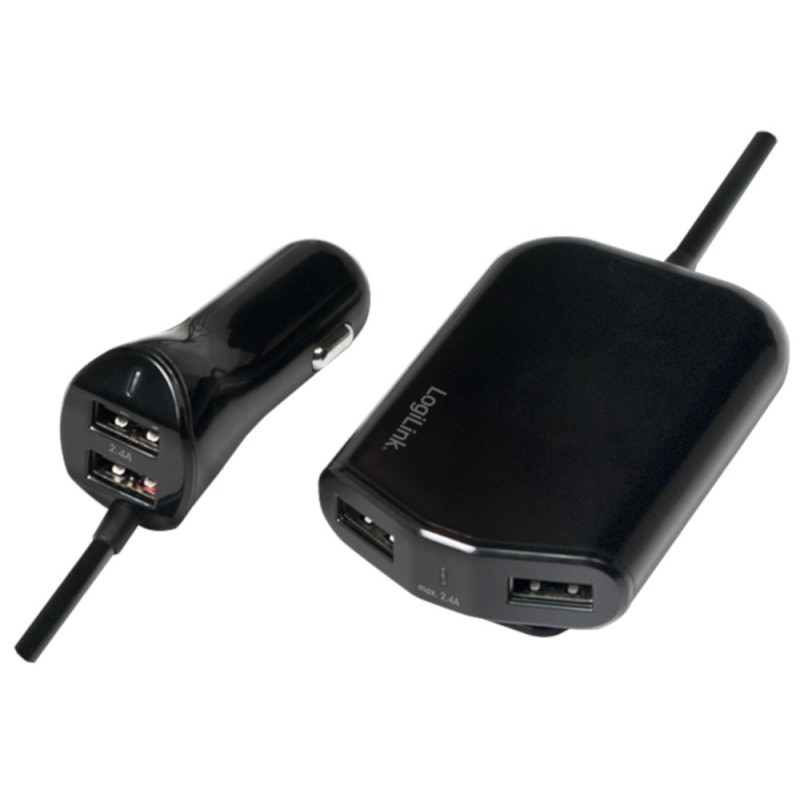 Caricatore da Auto 2 USB + 2 USB per Passeggeri Posteriori 24W