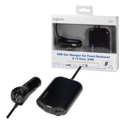 Caricatore da Auto 2 USB + 2 USB per Passeggeri Posteriori 24W