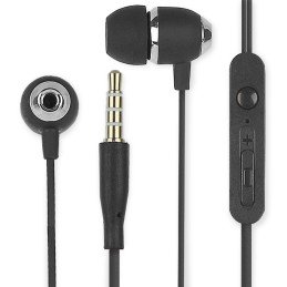 Cuffie Auricolari Audio 3.5 mm con Microfono Controllo Volume V5 Nero