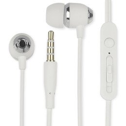 Cuffie Auricolari Audio 3.5 mm con Microfono Controllo Volume V5 Bianco