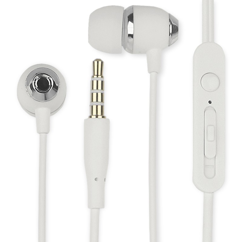 Cuffie Auricolari Audio 3.5 mm con Microfono Controllo Volume V5 Bianco Cuffie Auricolari Audio 3.5 mm con Microfono Controllo Volume V5 Bianco