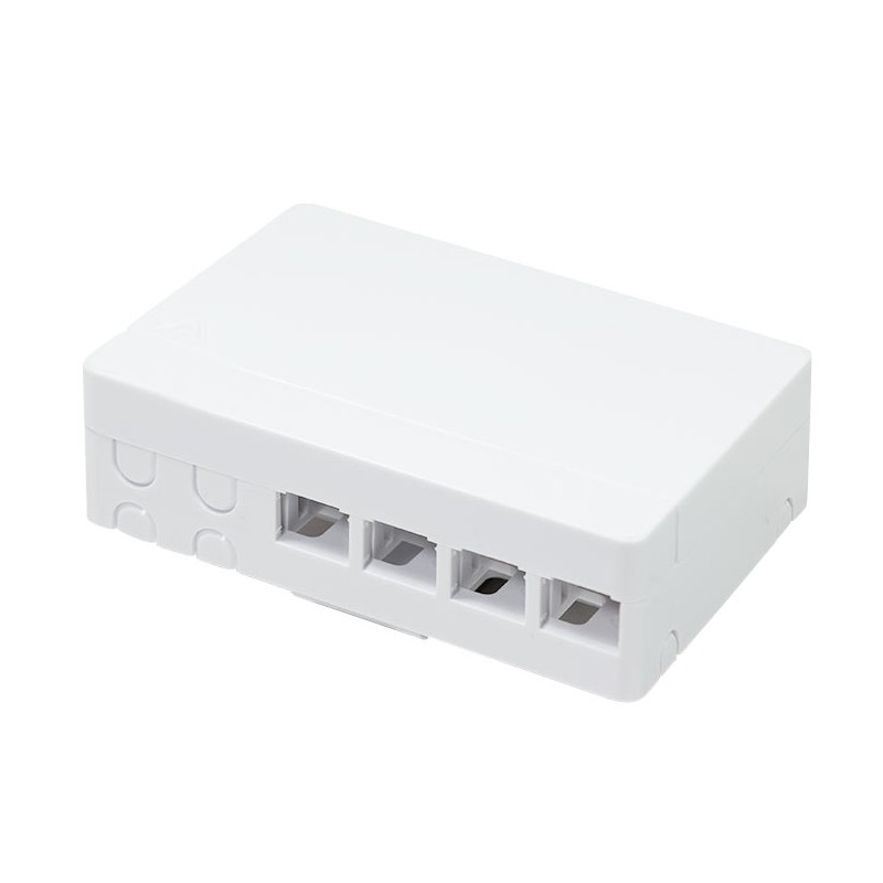 Scatola di connessione indoor FTTH per 4 fibre, 4 adattatori, per guida DIN Scatola di connessione indoor FTTH per 4 fibre, 4 adattatori, per guida DIN