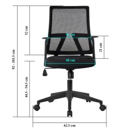 Sedia da Ufficio con Seduta Imbottita e Schienale in Tessuto High Tech