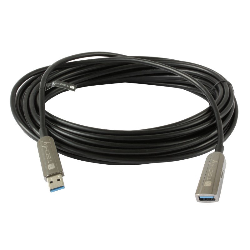 Cavo USB 3.0 SuperSpeed AOC in Fibra Ottica USB A M/F 10m Nero