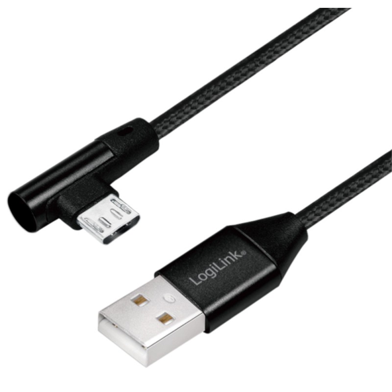 Cavo USB Micro-B Maschio Angolato/USB-A Maschio Dritto 0,3m Nero Cavo USB Micro-B Maschio Angolato/USB-A Maschio Dritto 0,3m Nero