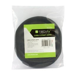 Rotolo di Velcro Gestione cavi Lunghezza 10m Larghezza 20mm Nero