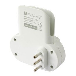 Adattatore Presa bipasso/Schuko 2 USB 1A con porta telefono