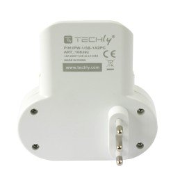 Adattatore Presa bipasso/Schuko 2 USB 1A con porta telefono