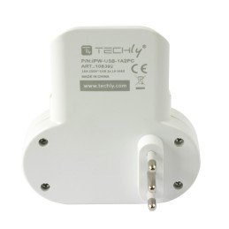 Adattatore Presa bipasso/Schuko 2 USB 1A con porta telefono