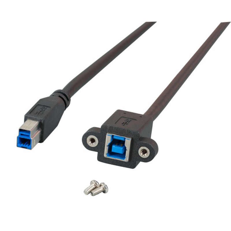 Cavo Prolunga USB 3.0 SuperSpeed B/B M/F da Pannello 1,8m Nero