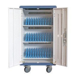 Carrello Stazione di Ricarica Ventilato 30 Notebook o Smartphone Bianco/Blu