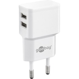 Caricatore da Muro 2 porte USB-A Slim Design 12W Bianco