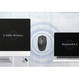 Mouse Bluetooth v4.2 Wireless 2.4GHz Dual-Mode 1200 dpi Nero