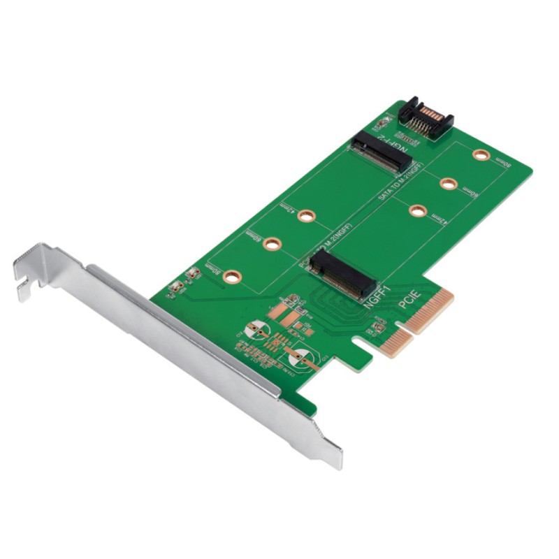 Doppio Adattatore PCIe M.2 per SSD SATA e PCIe SATA