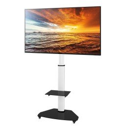 Supporto a Pavimento con Mensola Trolley TV LCD/LED/Plasma 37-70" Bianco