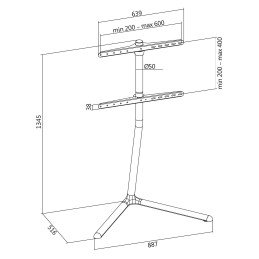 Supporto a Pavimento per TV/LCD/LED/Plasma 49-70" Base a V Nero