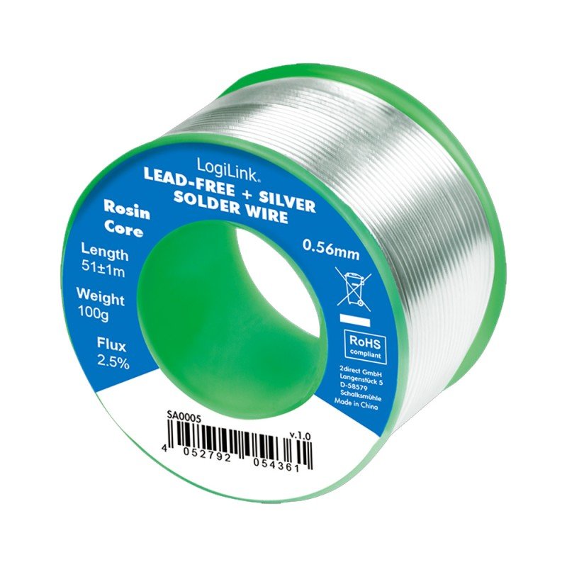 Stagno in Rotolo per Saldatura Senza Piombo Argento 0,3% Rame 0,7% Ø 0,56 mm 100g Stagno in Rotolo per Saldatura Senza Piombo Argento 0,3% Rame 0,7% Ø 0,56 mm 100g
