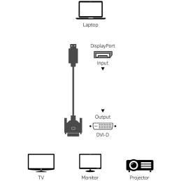Cavo Monitor DisplayPort Maschio a DVI Maschio Passivo 1m Nero