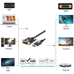 Cavo Monitor DisplayPort Maschio a DVI Maschio Passivo 3m Nero