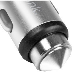 Caricatore da Auto in Alluminio 2x USB 10,5W Rompivetro di Emergenza