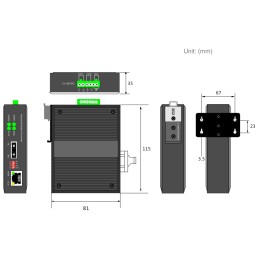 Media Converter Industriale Fast Ethernet 10/100Base-TX a Fibra 100Base-FX