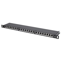 Pannello Patch 24 Posti 19" 0.5U Cat6a Schermato Nero