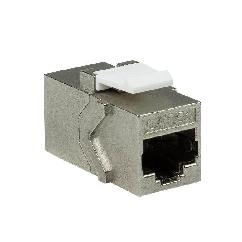 Accoppiatore Cat.6A Keystone 2xRJ45 STP Larghezza solo 14,6 mm Silver