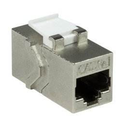 Accoppiatore Cat.6A Keystone 2xRJ45 STP Larghezza solo 14,6 mm Silver