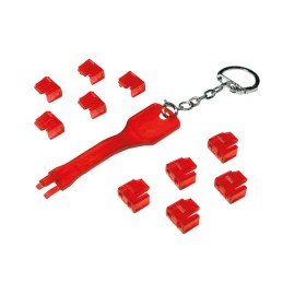 Blocca porte RJ45 rosso 10 serrature e 1 chiave