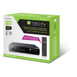 Decoder Ricevitore Digitale Terrestre DVB-T/T2 H.265 HEVC 10bit Metallo con Telecomando Universale 2 in 1 con Alimentatore 12V