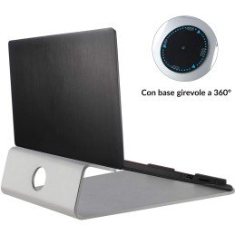 Supporto per Notebook in Alluminio Base Girevole