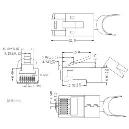 Plug Modulare Dorato RJ45 CAT.8.1/CAT.6A 10pz