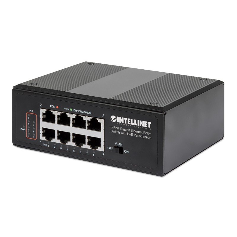 Switch Ethernet Gigabit 8 porte PoE+ con PoE Passante