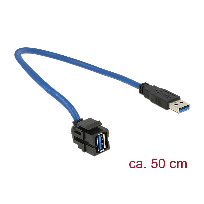 Modulo Keystone USB 3.0 A Maschio / Femmina 250° con Cavo Modulo Keystone USB 3.0 A Maschio / Femmina 250° con Cavo