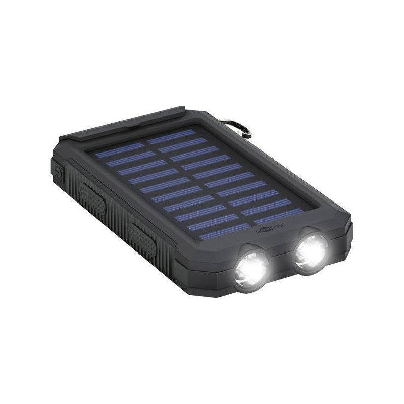 Powerbank Outdoor Energia Solare 8000 mAh con Torcia IP45 2xUSB Nero