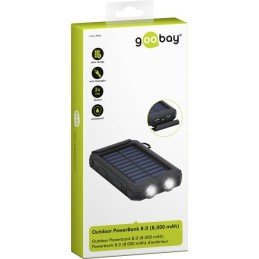 Powerbank Outdoor Energia Solare 8000 mAh con Torcia IP45 2xUSB Nero