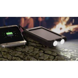 Powerbank Outdoor Energia Solare 8000 mAh con Torcia IP45 2xUSB Nero