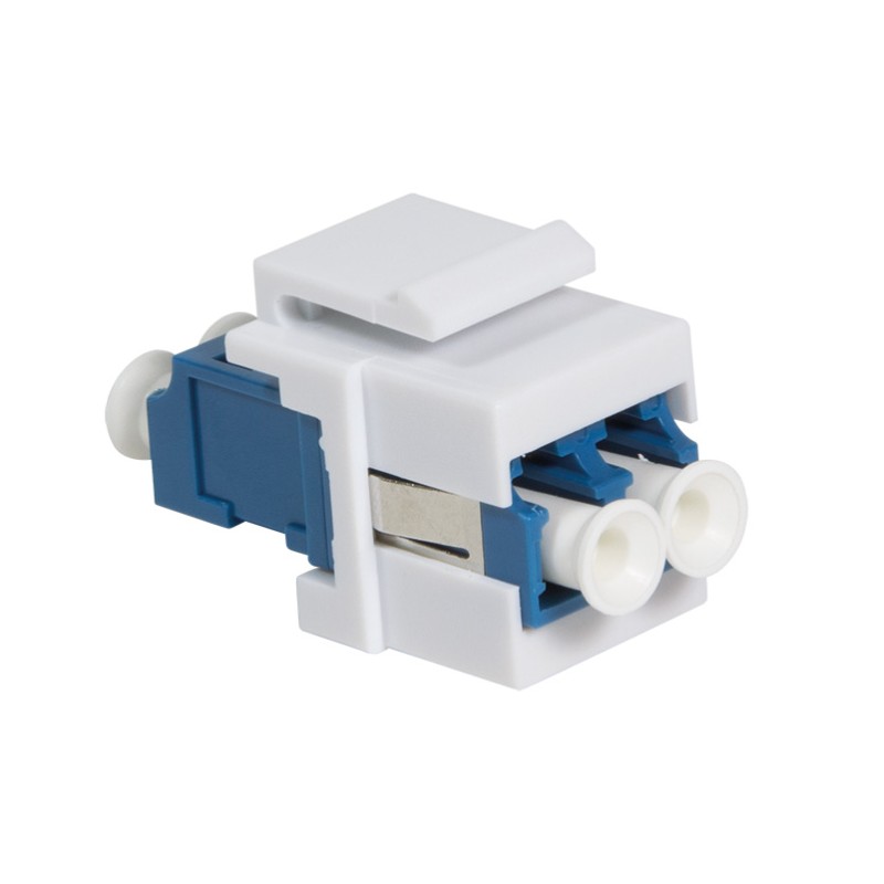 Giunto Fibra LC Duplex Monomodale per Keystone Blu e Bianco Giunto Fibra LC Duplex Monomodale per Keystone Blu e Bianco