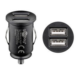 Caricatore Compatto da Auto 2 porte USB max.12W/2.4A Nero