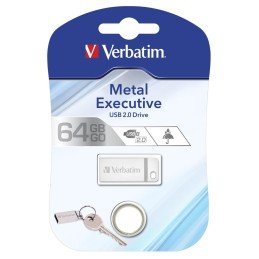 Mini Memoria USB Verbatim con Portachiavi 64GB Silver