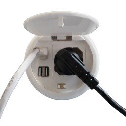 Presa da Scrivania ad Incasso con 2 prese USB e RJ45 con Coperchio